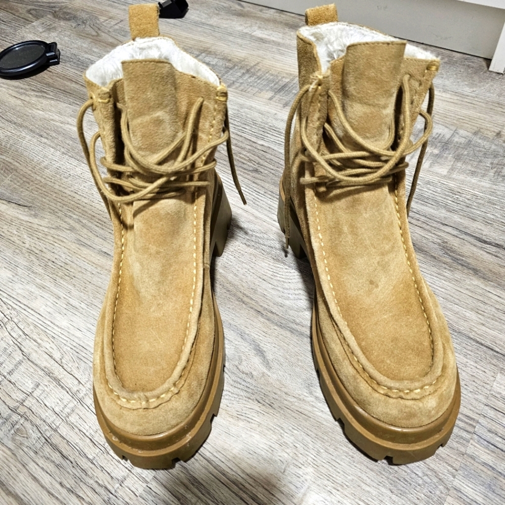 Zara Tan Suede Ankle Boots